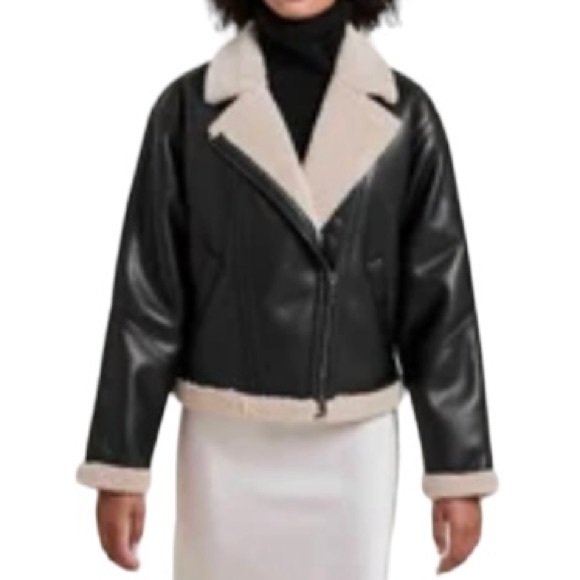 Joie Jackets & Blazers - Joie Vegan Leather Faux Sherpa Lined Bomber Aviator Jacket